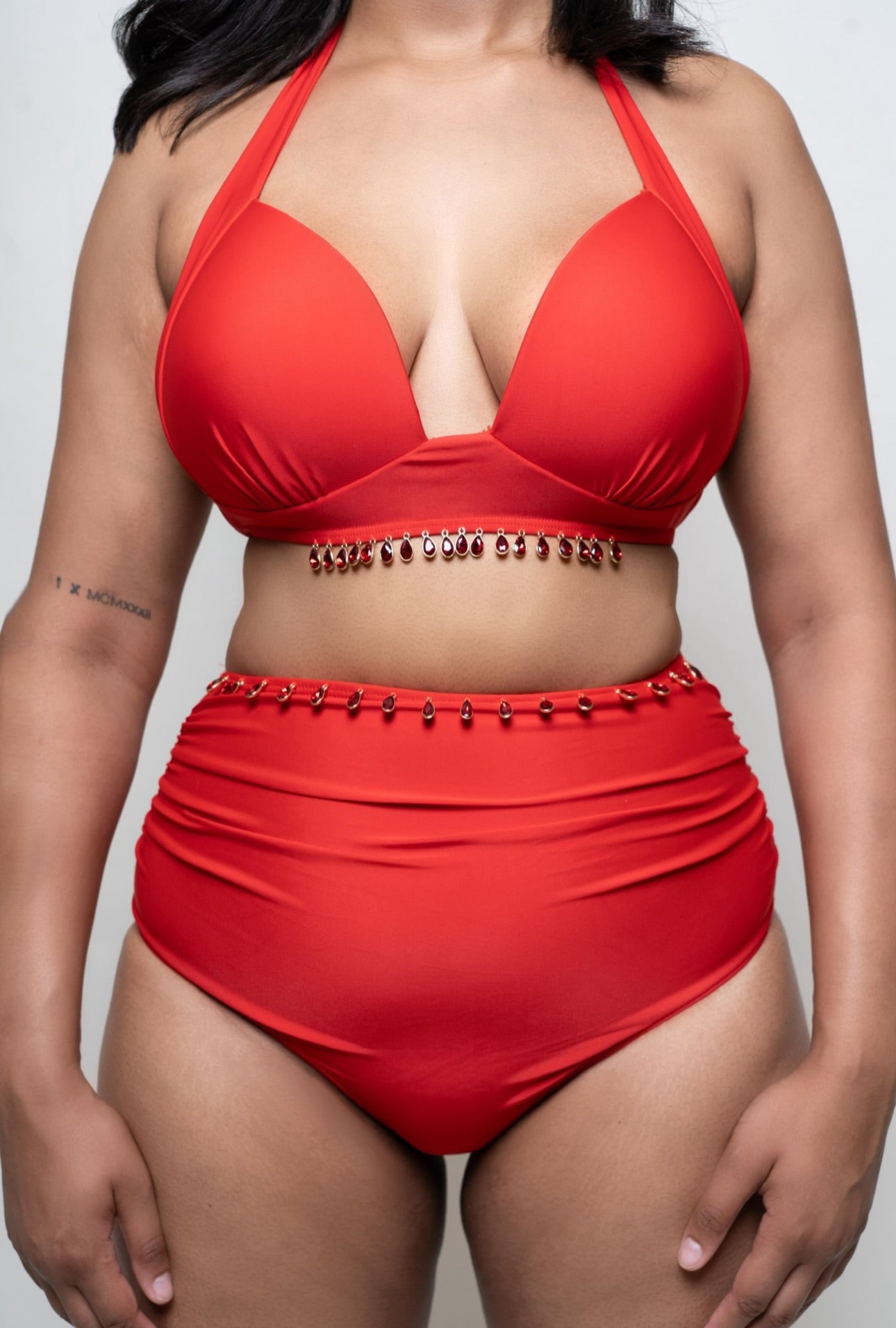 Coley - Jewelled Bikini Top (Red)