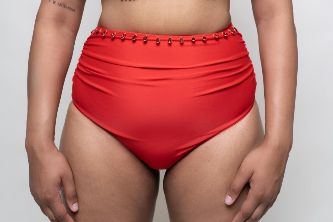 Coley - Jewelled Bikini Bottoms (Red)