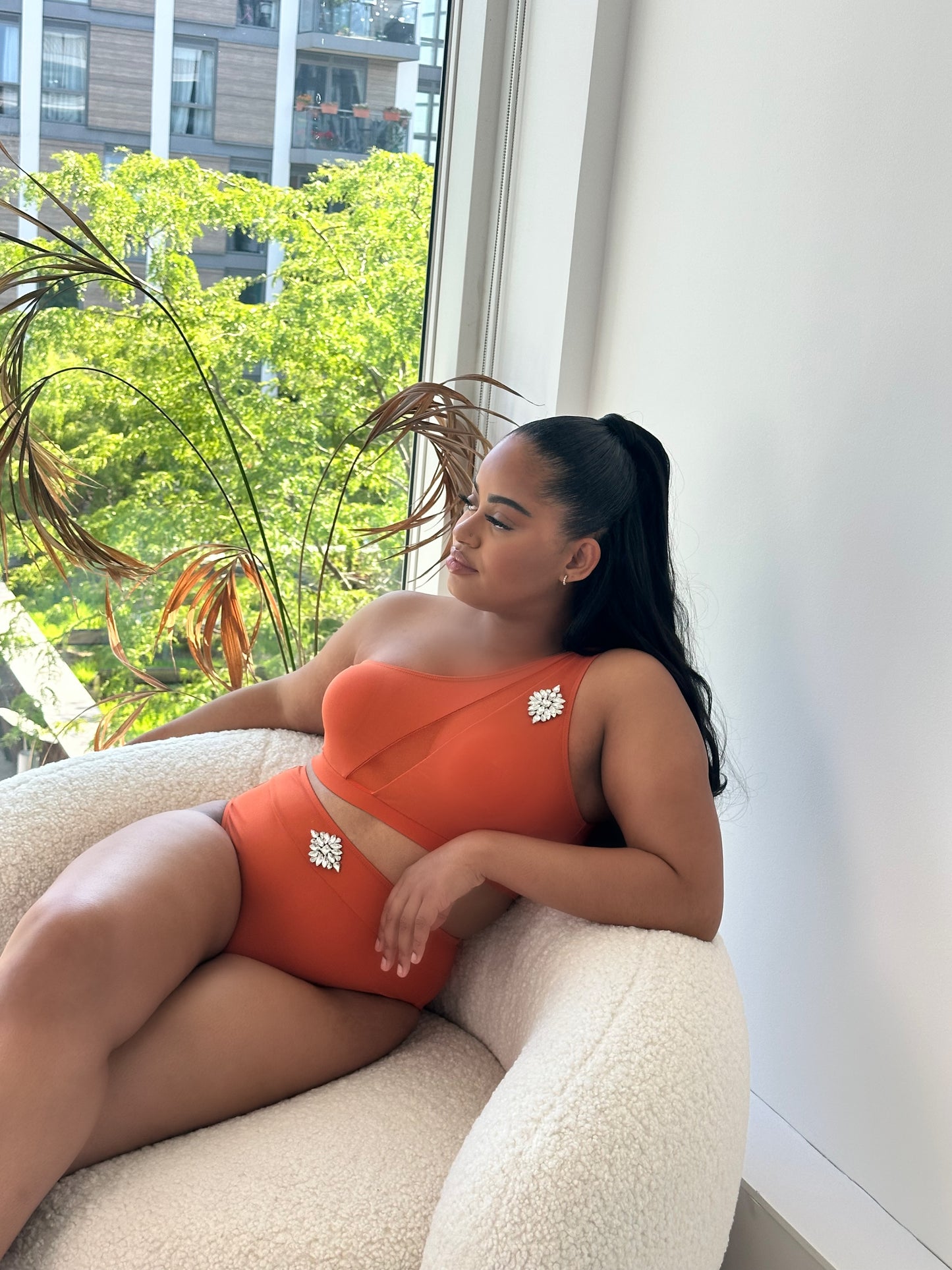 Dory - Jewelled Bikini Bottoms (Orange)