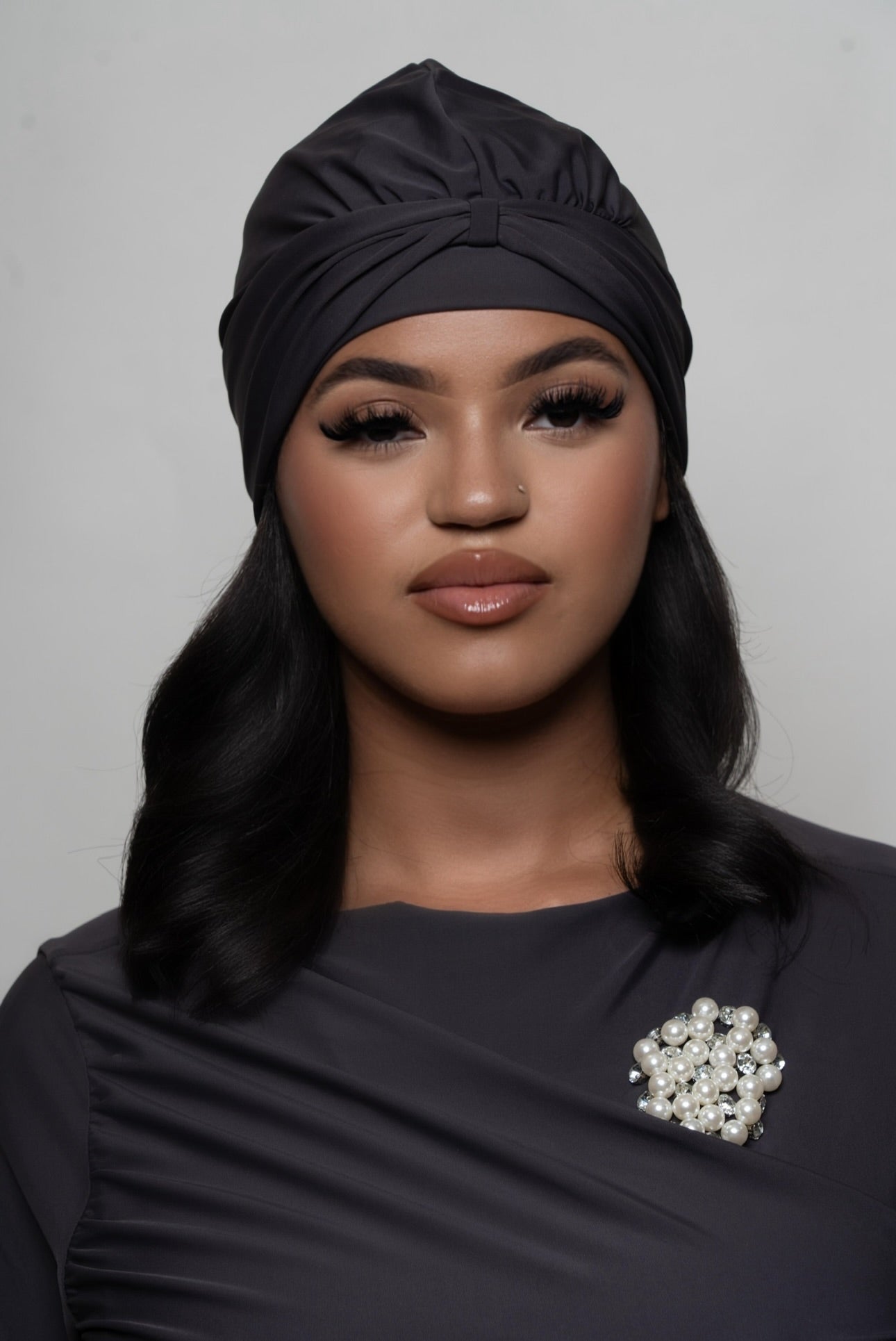 Roha - Jewelled Modest Swimsuit Set (Grey)